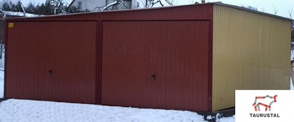 Doppelgarage aus Blech mit Schwingtor 6x5