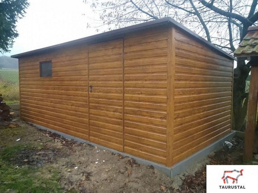 Metall Gartenhaus Holzoptik 5x3