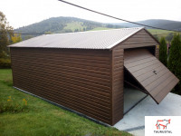 Metallgarage in Holz Optik 4x6